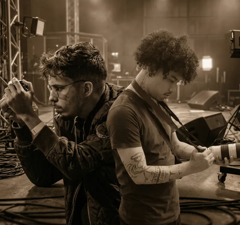 Equipe da M.arte nos bastidores de uma gravação